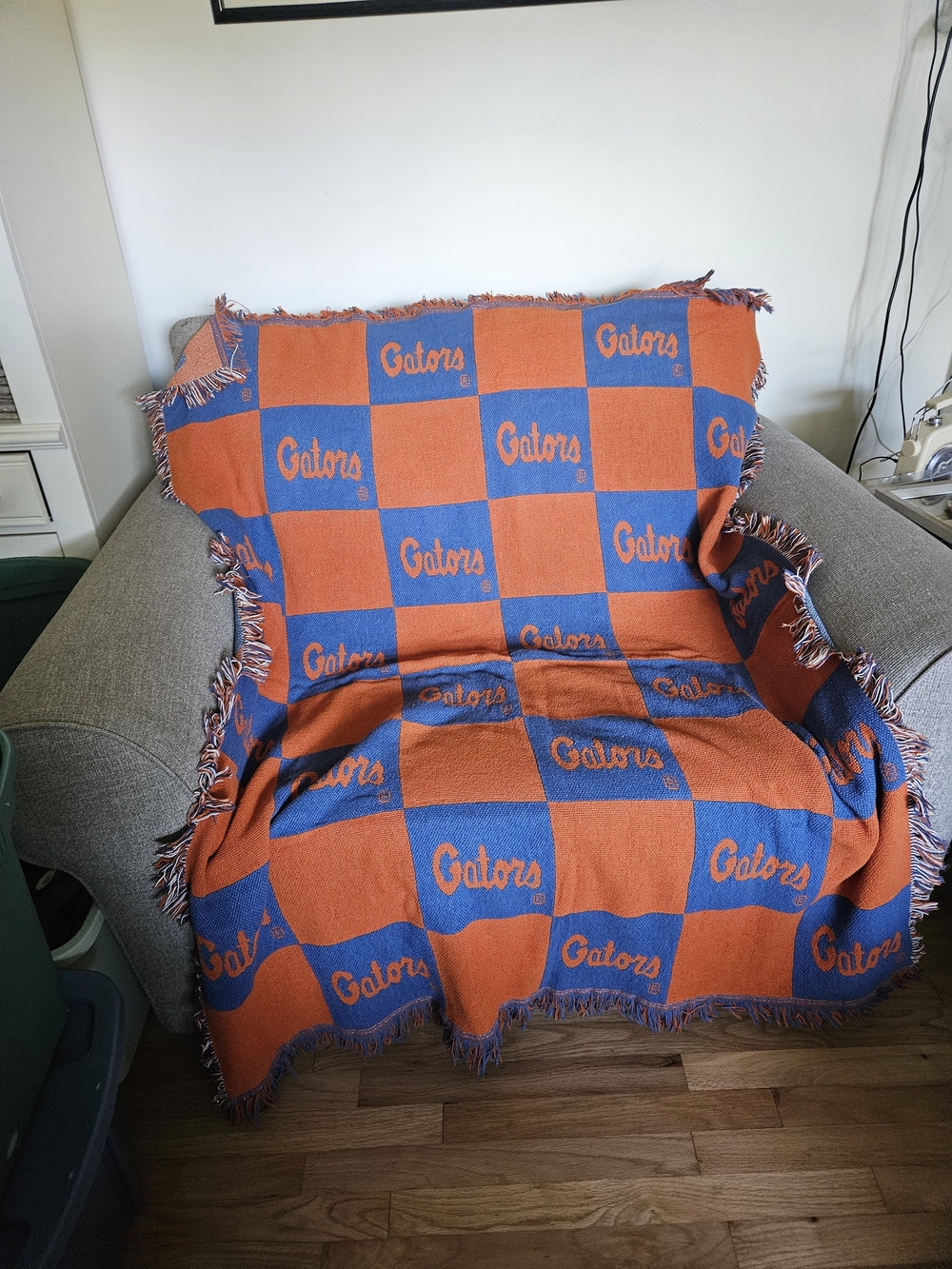 Gators Checkerboard Throw Blanket in Orange and Blue